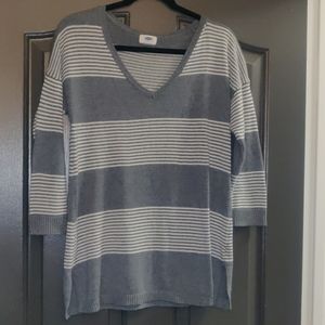 Grey and white striped sweater